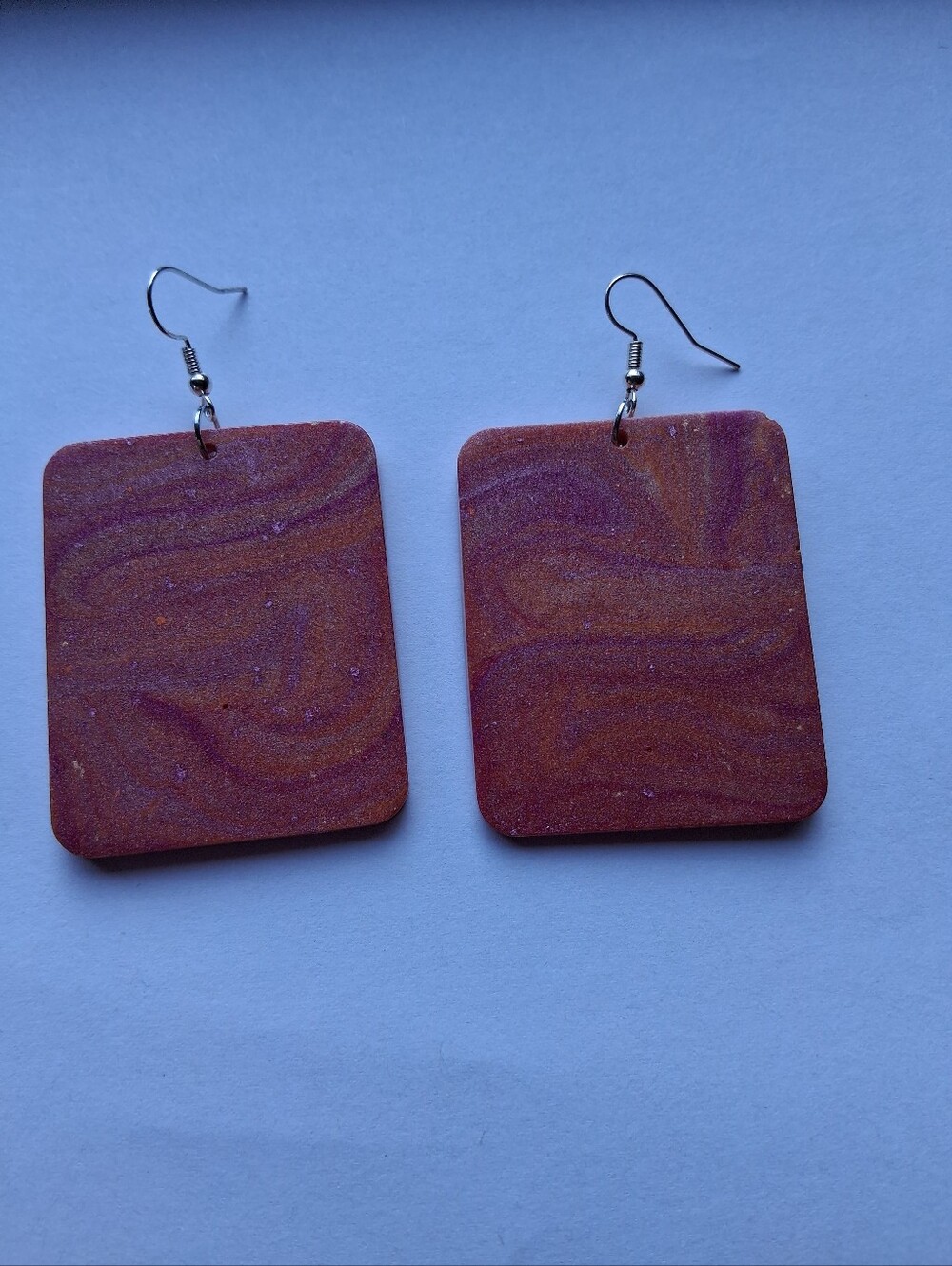 Handmade Swirled Red Square Drop Earrings